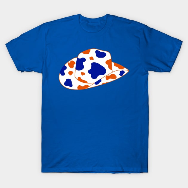 White Orange and Blue cowboy hat T-Shirt by anrockhi